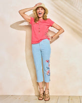 Chico's | Girlfriend Slim Striped Capri Jeans/ Blue Stripe