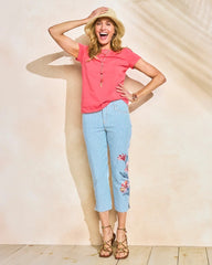 Chico's | Girlfriend Slim Striped Capri Jeans/ Blue Stripe