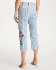 Chico's | Girlfriend Slim Striped Capri Jeans/ Blue Stripe