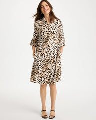 Chico's | Ponte Knit Flounce Sleeve Dress/ Chocolate Fondant