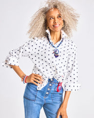 Chico's | No Iron™ Stretch Jacquard Stars Shirt/ Passport Blue