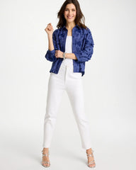 Chico's | 3D Floral Embroidered Top/ Indigo