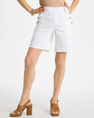 Chico's | Pull-On Scallop Button Jean Shorts/ Alabaster