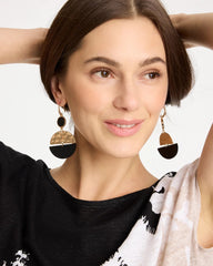 Chico's | Wood Rounded Drop Earrings/ Black/Gold