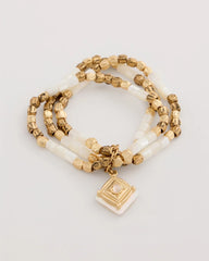 Chico's | Set of 3 Pearl Treasure Stretch Bracelets/ Gold