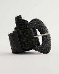 Chico's | Raffia Wrapped Stretch Belt/ Black