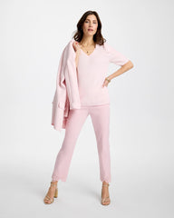 Chico's | Space Dyed Ruched V-Neck Pullover Sweater/ Sweet Blossom