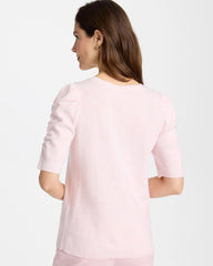 Chico's | Space Dyed Ruched V-Neck Pullover Sweater/ Sweet Blossom