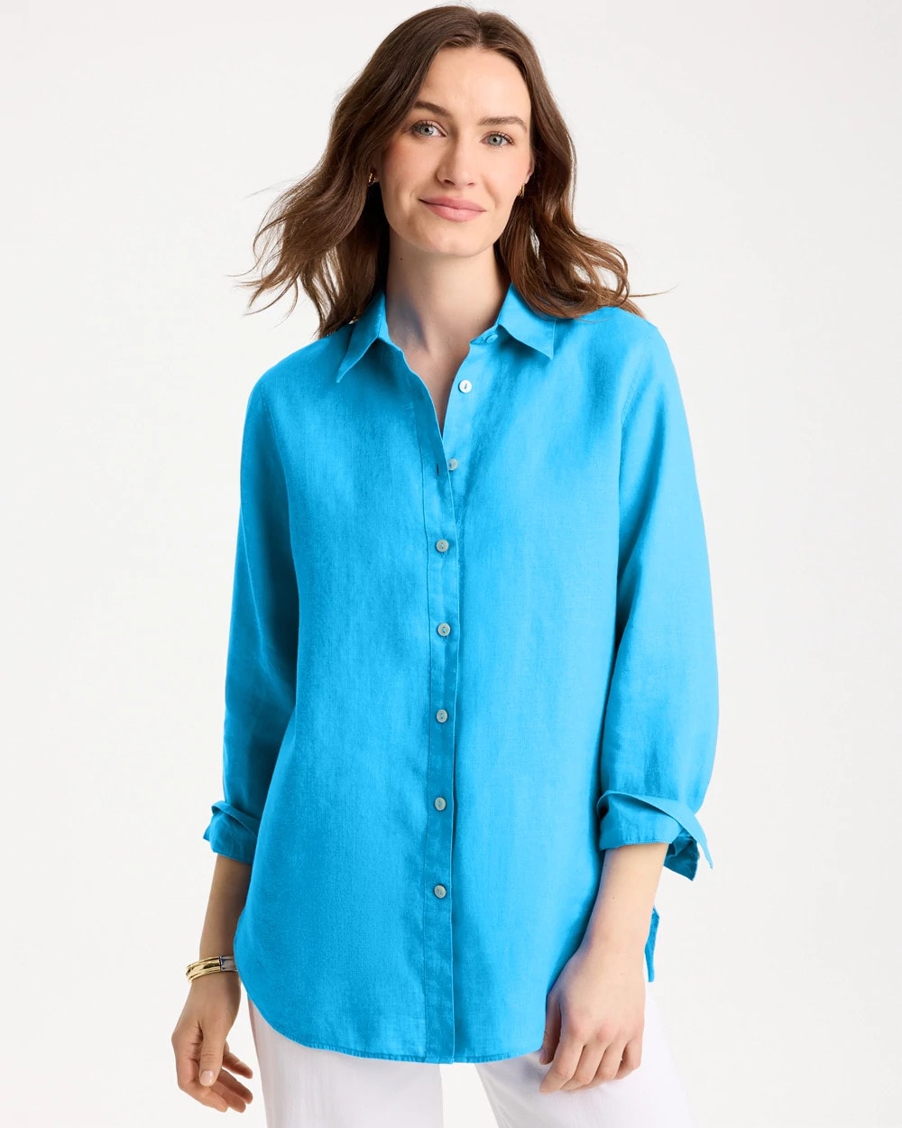 Chico's | No Iron™ Linen Shirt/ Blue Tide