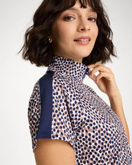 Chico's | Zenergy® UPF Contrast Dot Half Zip Polo/ Passport Blue