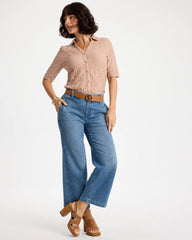 Chico's | Textured Camp Tee/ Mocha Mousse