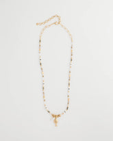 Chico's | Coral Jade Stone Charm Necklace/ Neutral