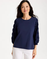 Chico's | Star Cutout 3/4 Sleeved Tee/ Passport Blue