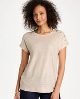 Chico's | Foiled Linen Button Tunic/ Smokey Taupe