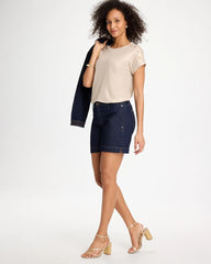 Chico's | Foiled Linen Button Tunic/ Smokey Taupe