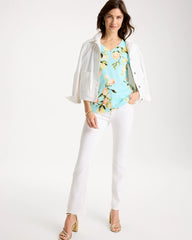 Chico's | Pima Printed Elbow-Sleeve Tee/ Bondi Blue