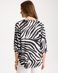 Chico's | Satin Animal Print Tie-Front Top/ Black