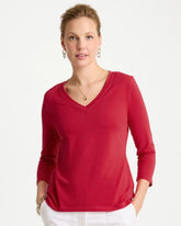 Chico's | Cotton Stretch 3/4 Sleeve Tee/ Cherry Lush