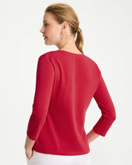 Chico's | Cotton Stretch 3/4 Sleeve Tee/ Cherry Lush