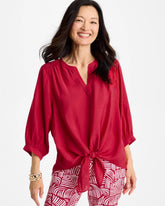 Chico's | Tie-Front Top/ Cherry Lush