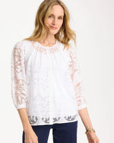 Chico's | Lace Burnout Blouse/ Alabaster
