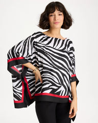 Chico's | Woven Animal Print Poncho/ Black