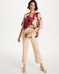 Chico's | Boatneck Printed Poncho/ Ecru