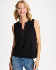 Chico's | Cotton-Stretch Notch Neck Tank/ Black