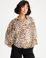Chico's | Georgette Animal Print Blouse/ Black