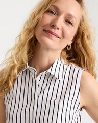 Chico's | Poplin Cotton Collared Striped Tunic/ Black
