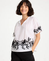 Chico's | Cotton Voile Applique Blouse/ Alabaster