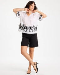 Chico's | Cotton Voile Applique Blouse/ Alabaster