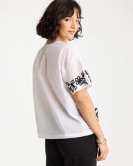 Chico's | Cotton Voile Applique Blouse/ Alabaster