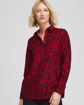 Chico's | No Iron™ Vinstra Scrolls Shirt/ Carmine Red