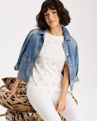 Chico's | Stamped Pima Elbow Sleeve Tee/ Alabaster