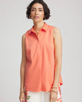 Chico's | No Iron™ Sleeveless Sateen-Stretch Shirt/ Sunset Peach
