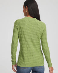 Chico's | Button Shoulder Crewneck Pullover/ Green Fig