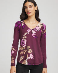 Chico's | Ella V-Neck Artisanal Pullover Sweater/ Deep Chianti