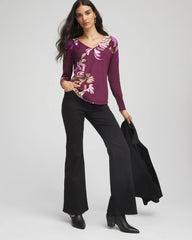 Chico's | Ella V-Neck Artisanal Pullover Sweater/ Deep Chianti