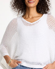 Chico's | V-Neck Metallic Knit Poncho/ Alabaster