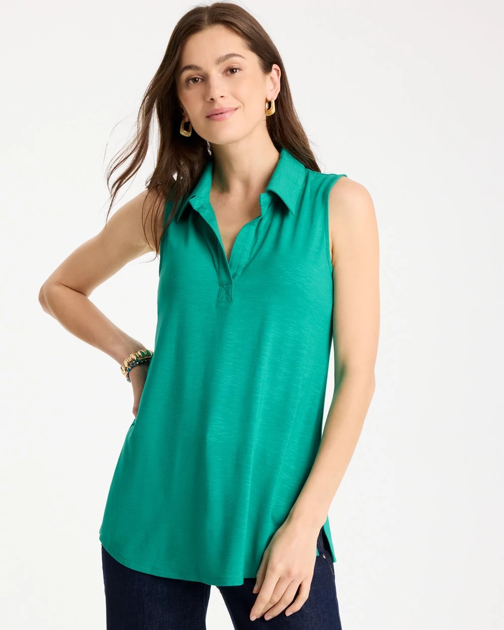 Chico's | Collared Tunic Tank/ Topanga Green