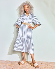 Chico's | Striped Cotton-Gauze Shirtdress/ Alabaster
