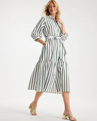 Chico's | Striped Cotton-Gauze Shirtdress/ Alabaster