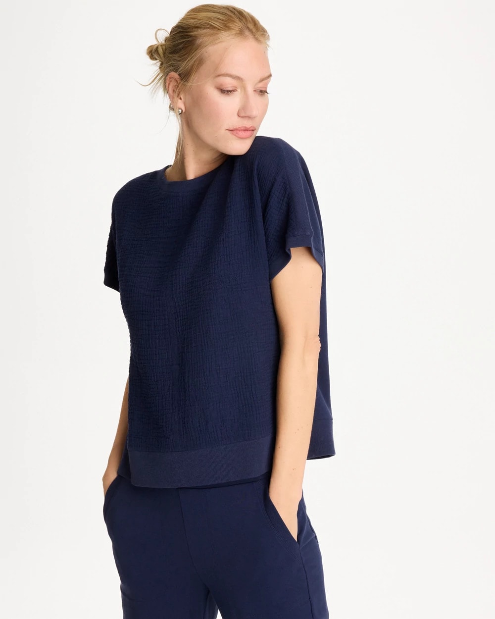Chico's | Zenergy® Gauze French Terry Mix Tee/ Passport Blue