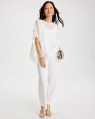 Chico's | Crochet Lace Hem Poncho/ Alabaster