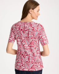 Chico's | Geo Pima Elbow Sleeve Tee/ Cherry Lush