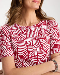 Chico's | Geo Pima Elbow Sleeve Tee/ Cherry Lush