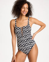 Chico's | Gottex Mantra Square Neck One Piece Swimsuit/ Black/White