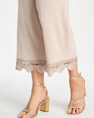 Chico's | Travelers™ Lace Trim Cropped Pants/ Smokey Taupe