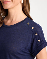 Chico's | Linen Button Tunic/ Passport Blue